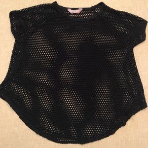 black cotton fishnet shirt